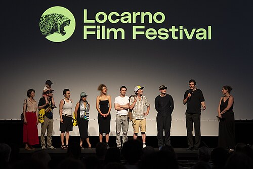 Director Joachim Michaux and team at the 78th Locarno Film Festival for Un ciel si bas