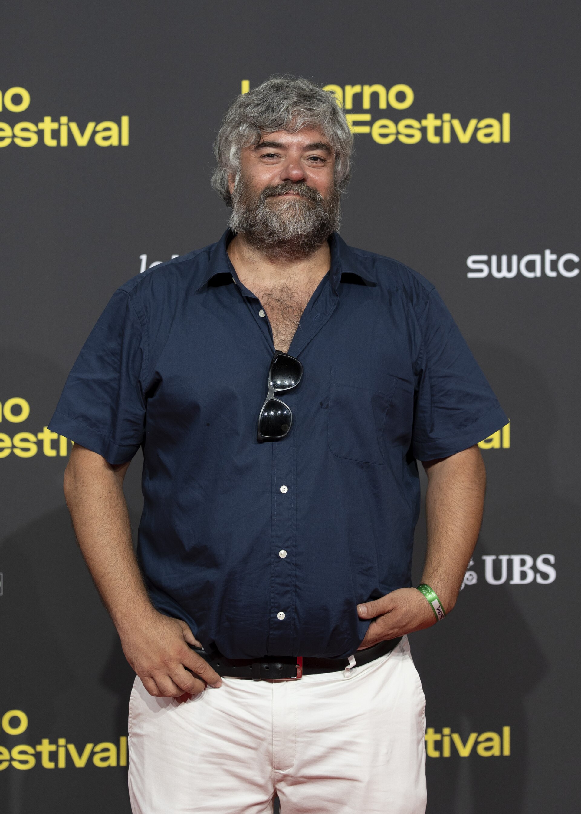 Director Miguel Ángel Jiménez at 78th Locarno Film Festival red carpet for The Birthday Party