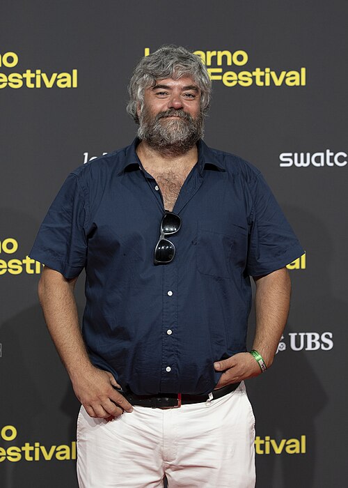 Director Miguel Ángel Jiménez at 78th Locarno Film Festival red carpet for The Birthday Party