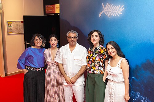 From left to right: Amineh Mazrouie Arani,
Niousha Akhshi, Director Mohammad Rasoulof, actresses 

Mahsa Rostami, Setareh Maleki at 2024 Cannes Film Festival with the film The Seed of The Sacred Fig