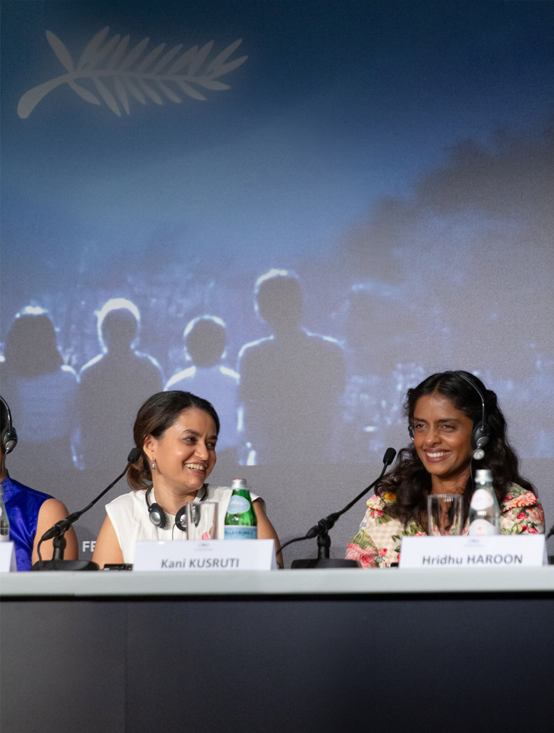 Director Payal Kapadia and Actress Kani Kusruti at All We Imagine As Light Press Conference at 2024 Cannes Film Festival