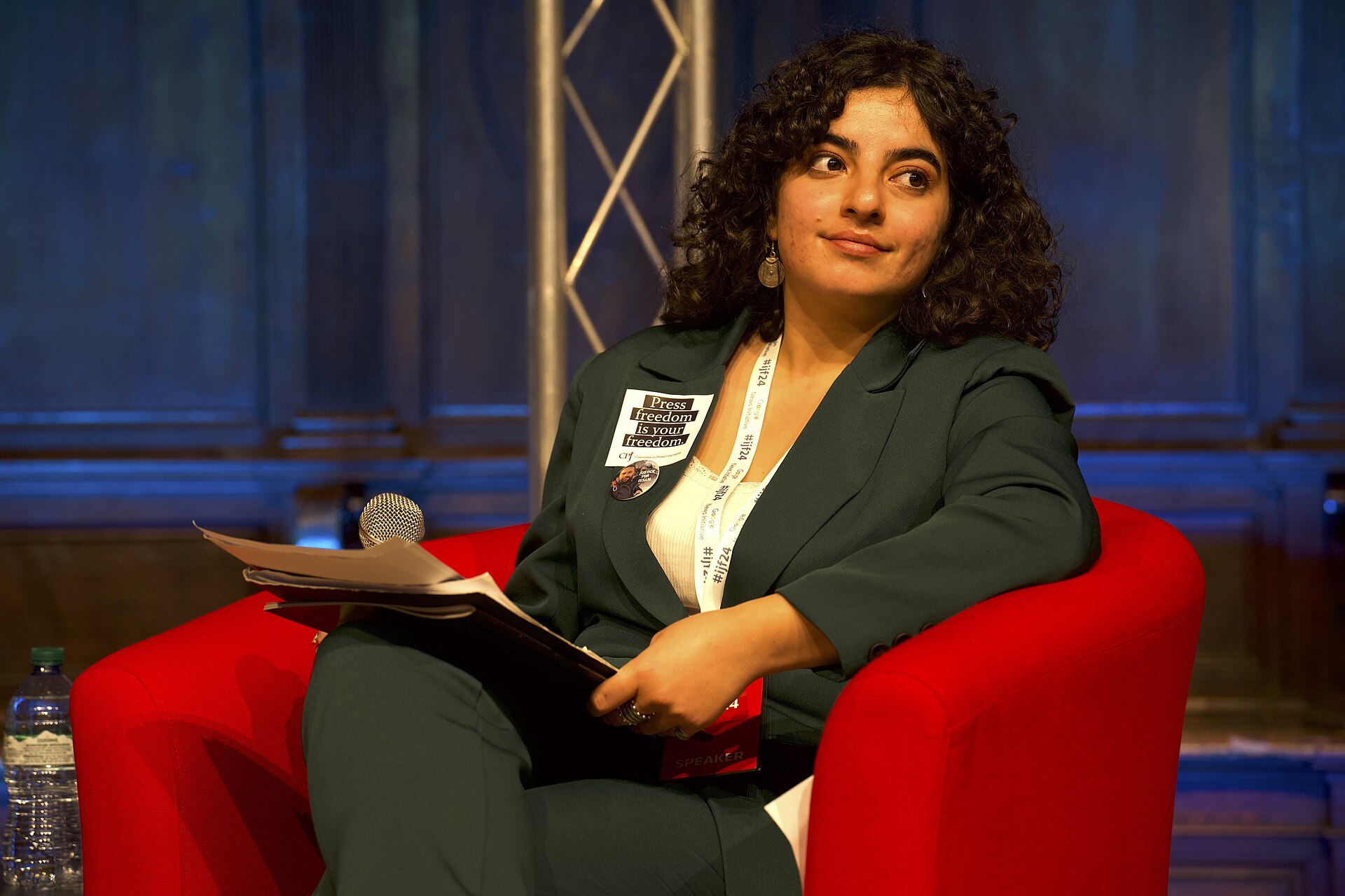 Doja Daoud, Middle East and North Africa representative of the Committee to Protect Journalists, speaking at the International Journalism Festival 2024 in Perugia, Italy as part of the panel called “Gaza. We needed you: where were you?”