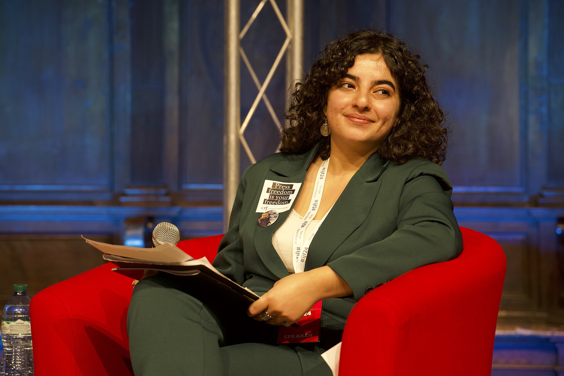 Doja Daoud, Middle East and North Africa representative of the Committee to Protect Journalists, speaking at the International Journalism Festival 2024 in Perugia, Italy as part of the panel called “Gaza. We needed you: where were you?”