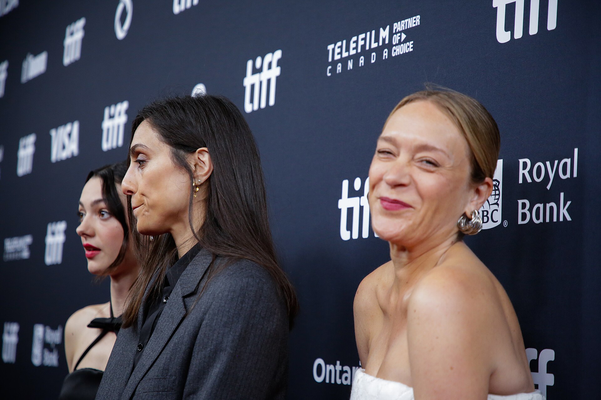 Durga Chew-Bose, the director, as well as Chloë Sevigny and Lily McInerny, actors, at the 2024 Toronto International Film Festival (TIFF) for the movie Bonjour Tristesse.