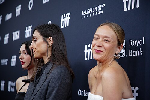 Durga Chew-Bose, the director, as well as Chloë Sevigny and Lily McInerny, actors, at the 2024 Toronto International Film Festival (TIFF) for the movie Bonjour Tristesse.