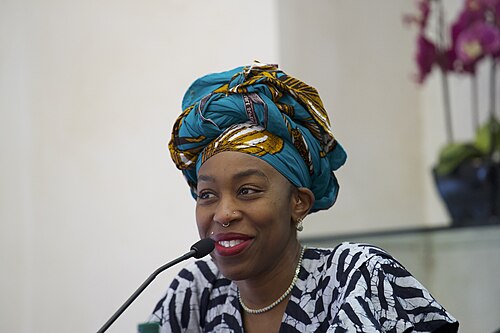 Ebele Okobi, CEO of The New Humanitarian, which reports on global humanitarian crises, speaking at the International Journalism Festival 2024 In Perugia Italy as part of a panel called Decolonizing Journalism—Africa: exploring new news (why news doesn’t have to be bad). Part of WikiPortraits Initiative.