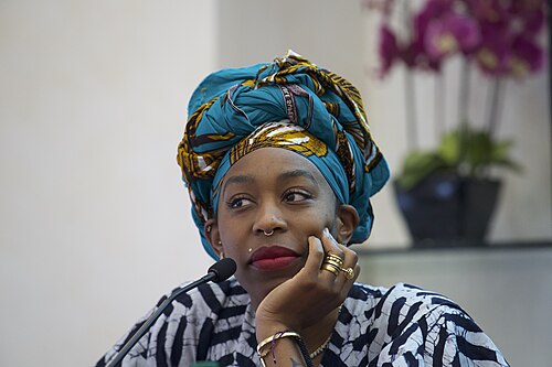 Ebele Okobi, CEO of The New Humanitarian, which reports on global humanitarian crises, speaking at the International Journalism Festival 2024 In Perugia Italy as part of a panel called Decolonizing Journalism—Africa: exploring new news (why news doesn’t have to be bad)