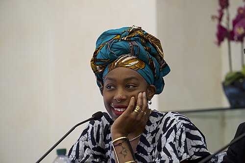 Ebele Okobi, CEO of The New Humanitarian, which reports on global humanitarian crises, speaking at the International Journalism Festival 2024 In Perugia Italy as part of a panel called Decolonizing Journalism—Africa: exploring new news (why news doesn’t have to be bad)