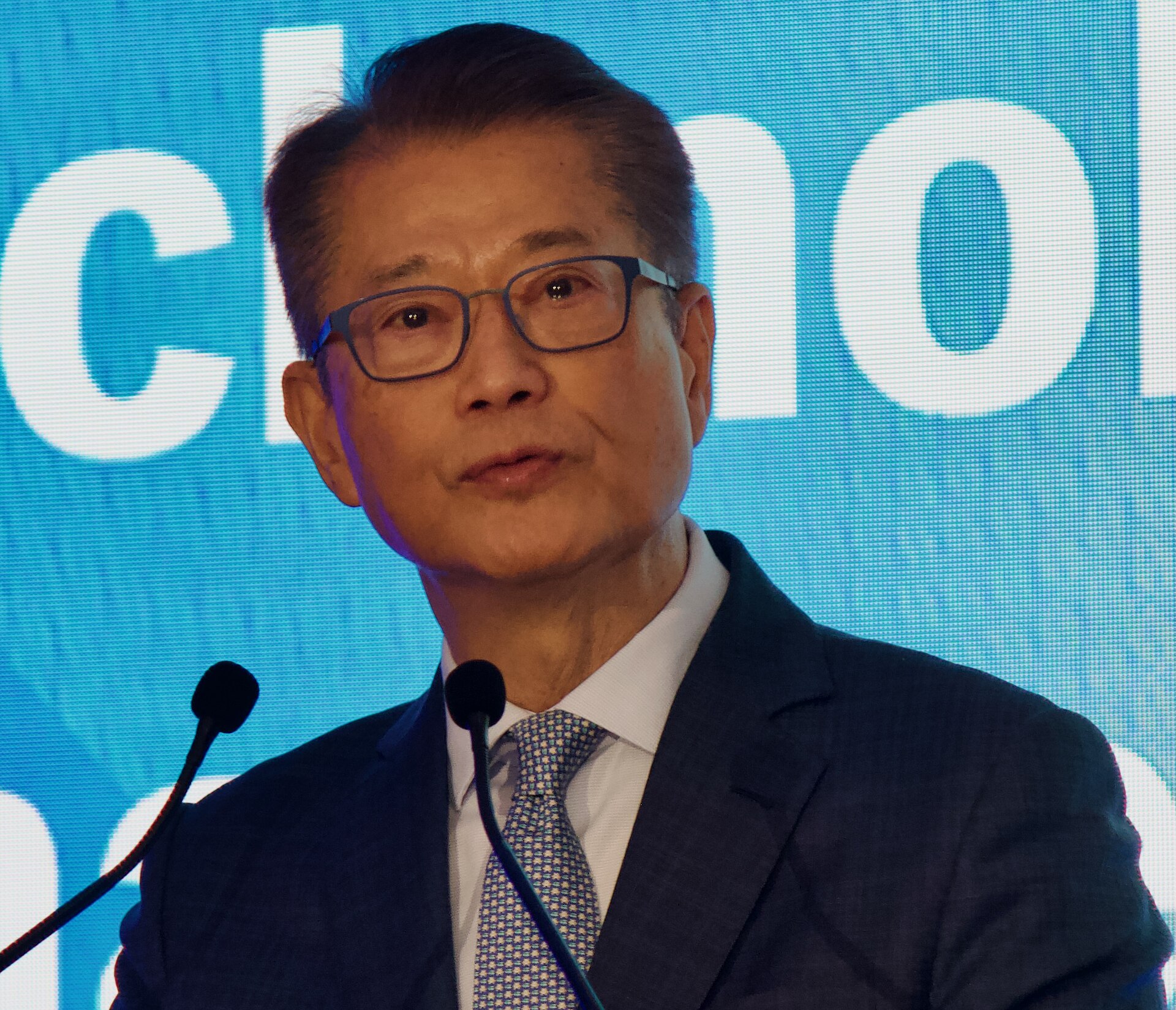 Paul Chan Mo-po 陳茂波 speaking at the Economist Technology for Change Conference in Hong Kong (March 12, 2025)