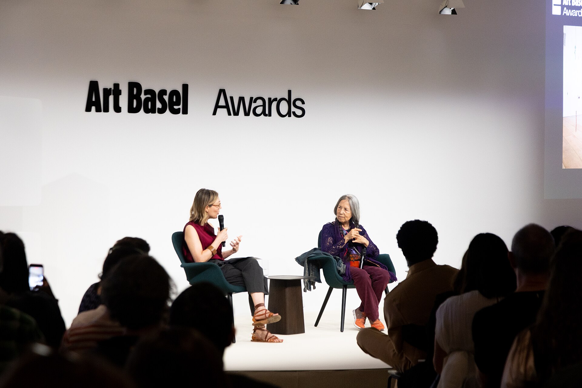 Elena Filipovic and Cecilia Vicuña at the Art Basel international art fair in Basel, Switzerland in June 2025.