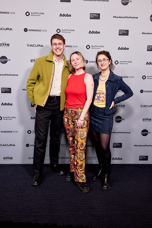 Elijah Stevens, Brydie O'Connor and Claire Edelman at the 2026 Sundance Film Festival for Barbara Forever