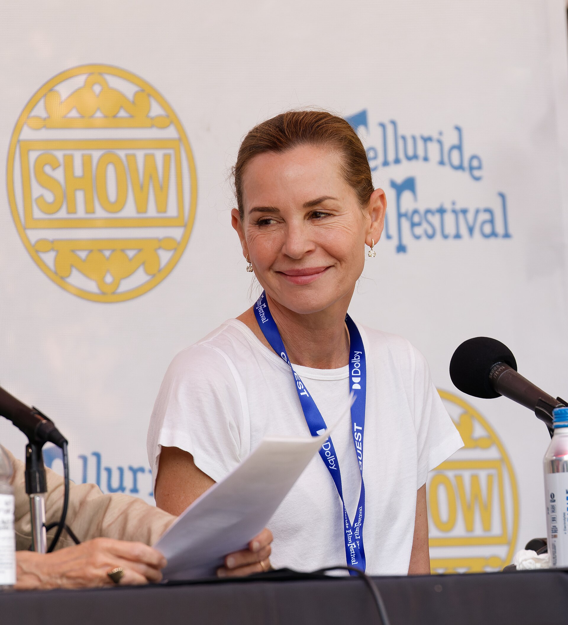 Embeth Davidtz at the 2024 Telluride Film Festival during the Sunday Noon Seminar panel discussion.