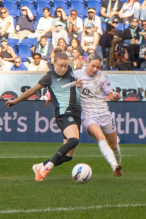 Emily Sonnett and Ella Hase during Gotham FC vs Racing Louisville on Oct 19, 2025