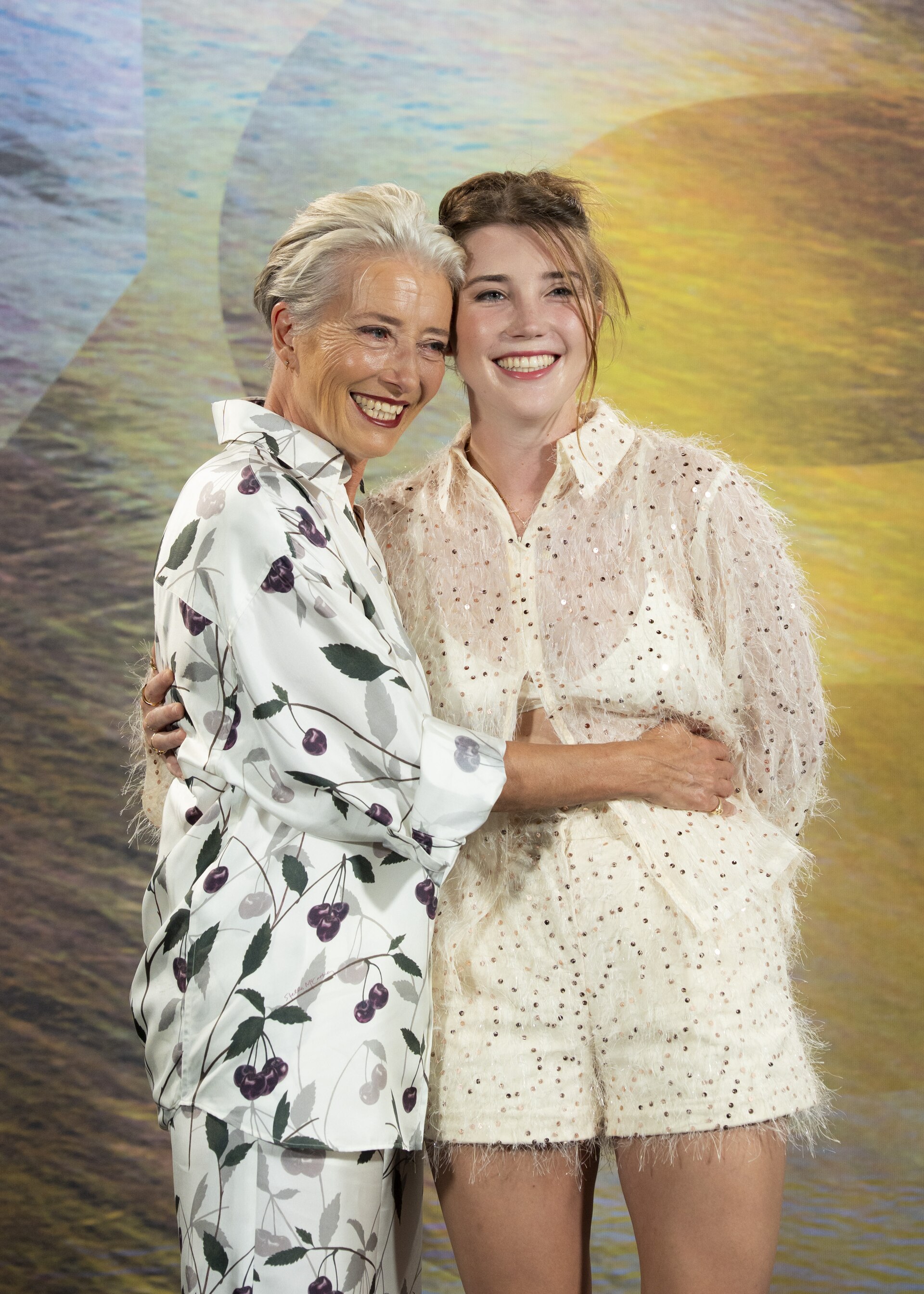 Actress Emma Thompson and daughter/actress Gaia Wise at the 78th Locarno Film Festival photocall for Dead of Winter