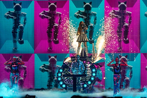 Emmy, representing Ireland, performing at Eurovision 2025 in Basel, Switzerland.