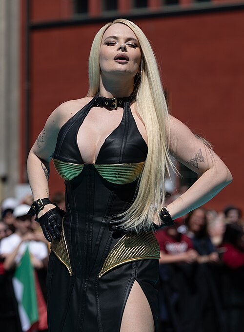 Erika Vikman, representing Finland, on the Turquoise Carpet at Eurovision 2025 in Basel, Switzerland.