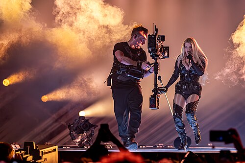 Erika Vikman, representing Finland, performing at Eurovision 2025 in Basel, Switzerland.