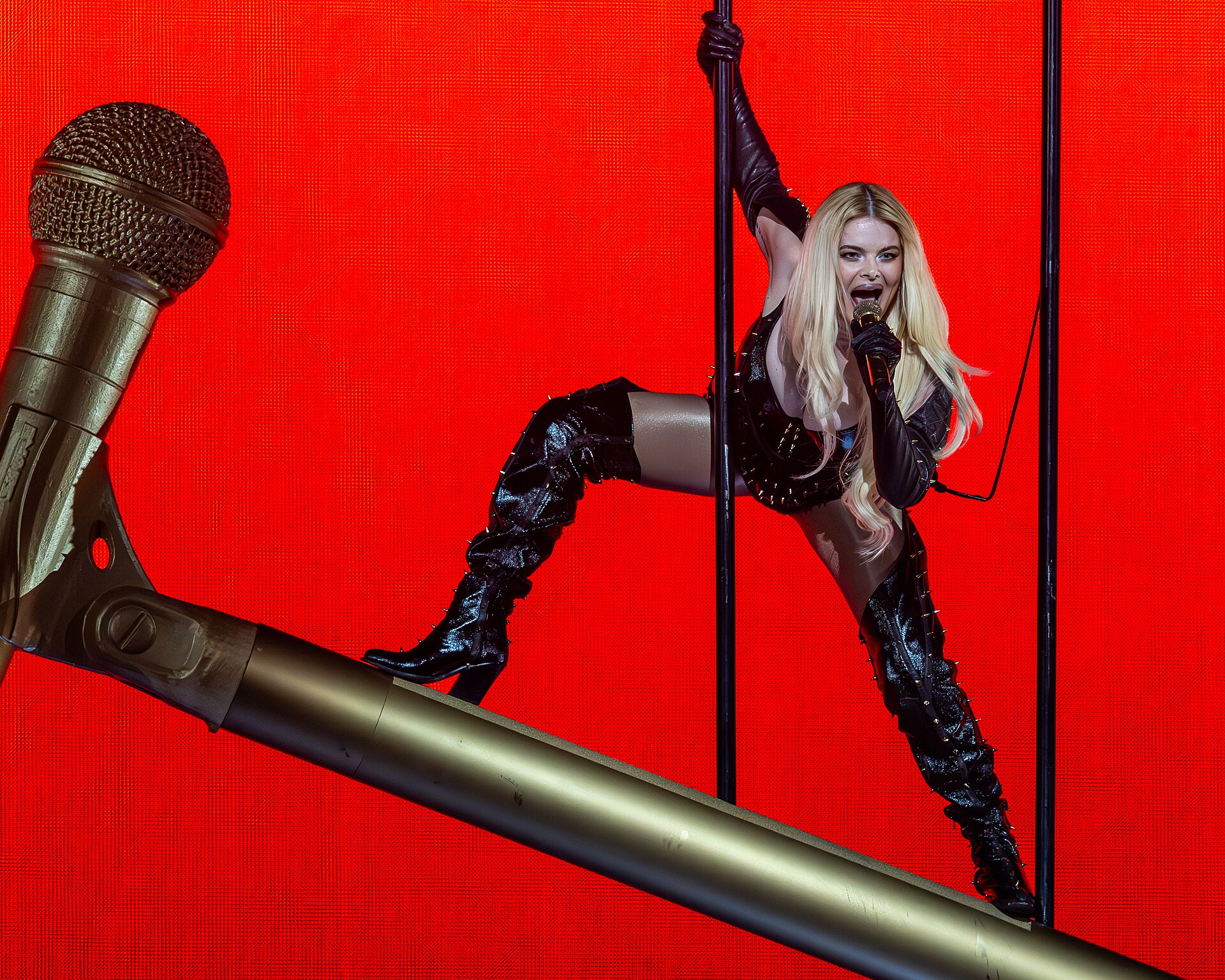 Erika Vikman, representing Finland, performing at Eurovision 2025 in Basel, Switzerland.