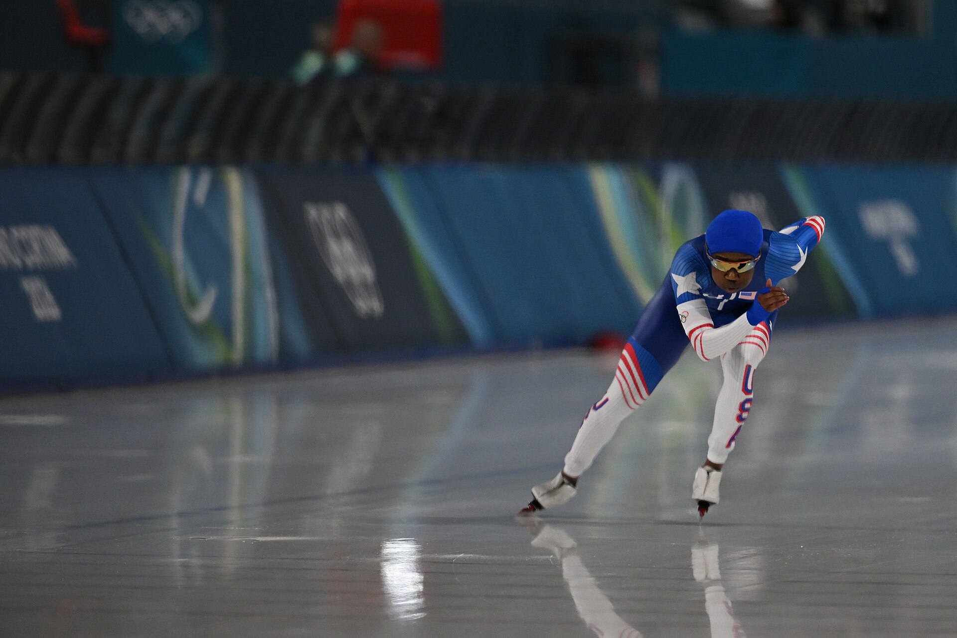 MILAN, ITALY - 09 FEBRUARY 2026: Erin Jackson of team United States competes during the Speed Skating Women's 1000m at the Olympic Winter Games Milano Cortina 2026 Milano Ice Skating Arena on February 09, 2026 in Milan, Italy