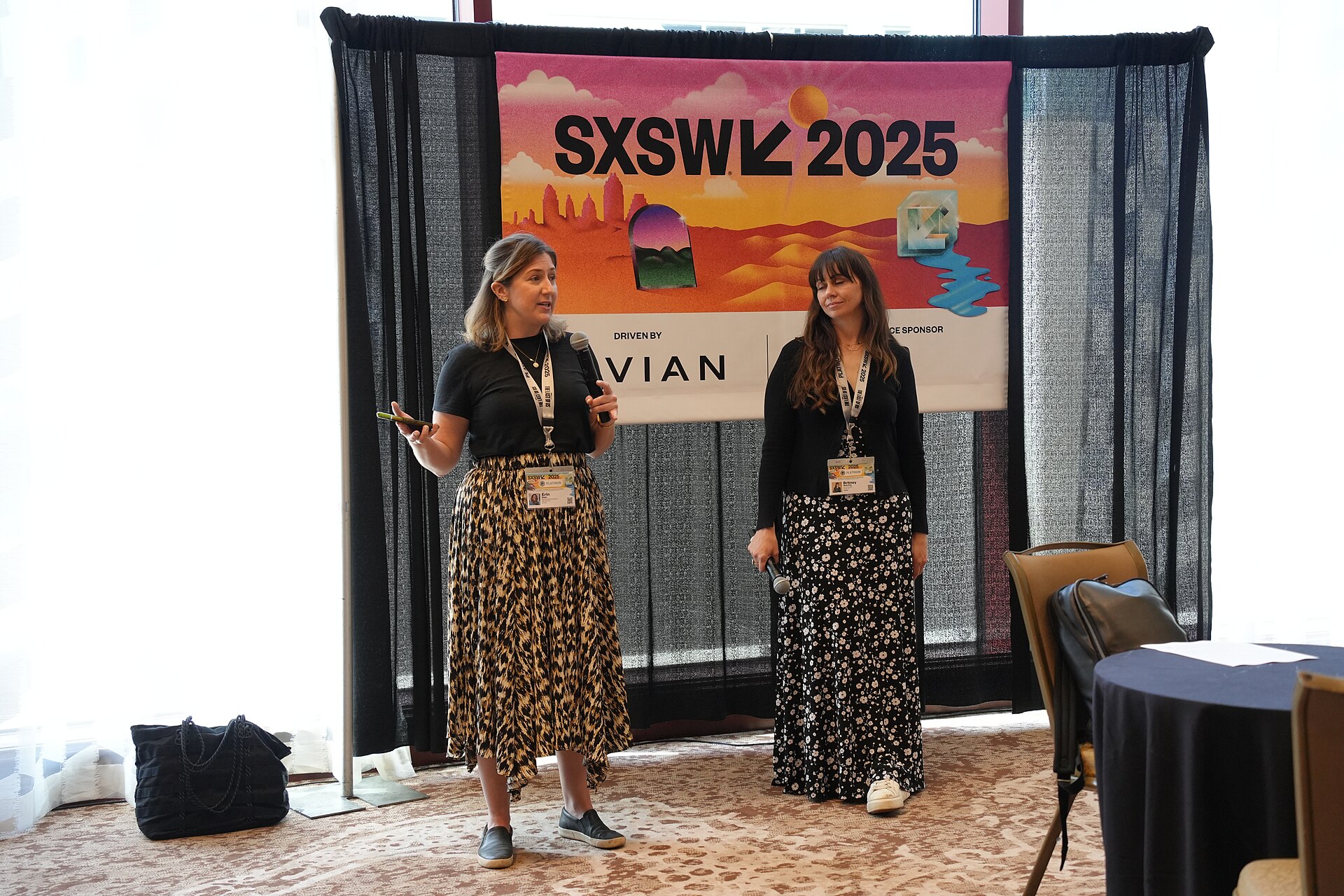 Erin Stein & Britney Wehrfritz (l-r) at SXSW 2025 in Austin, Texas in March 2025. Tech for Good Meet Up