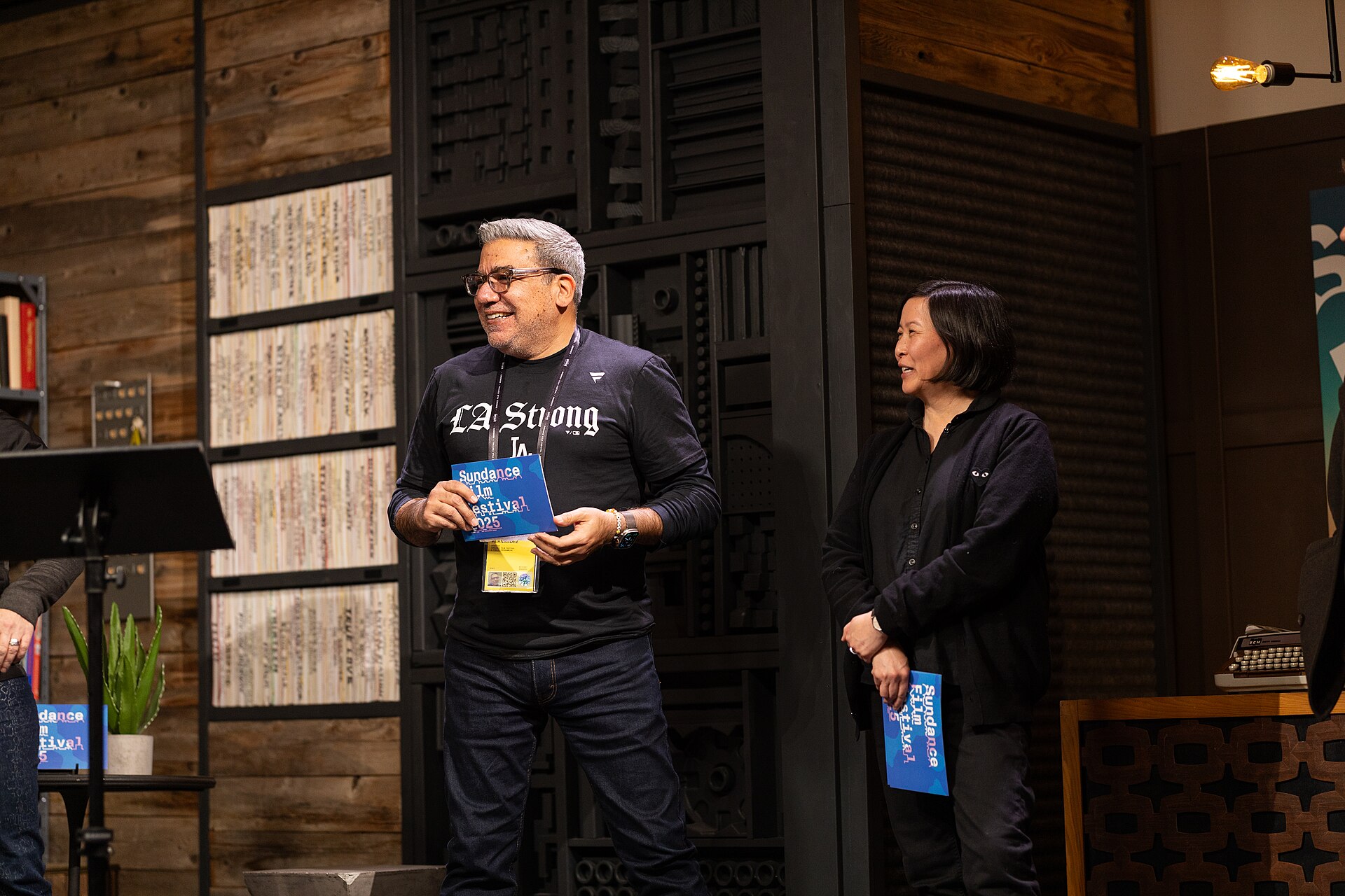 Eugene Hernandez and Kim Yutani at the opening press gathering for Sundance 2025.