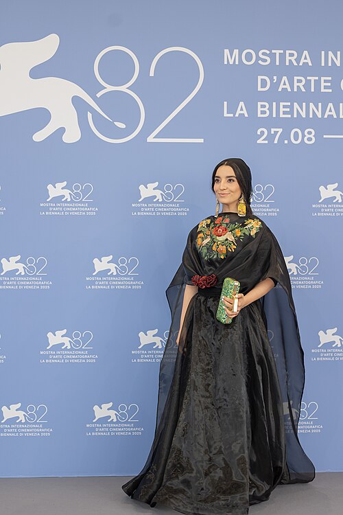 Faezeh Rad, actress, at 82nd Venice International Film Festival in Venice, Italy for the film "Komedie Elahi" (Divine Comedy).