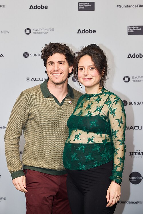 Fletcher Keyes and Abby Ellis at the 2026 Sundance Film Festival for The Lake