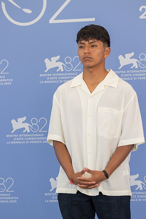 Francis Eddú Llumiquinga, actor , at 82nd Venice International Film Festival in Venice, Italy for the film hiedra.