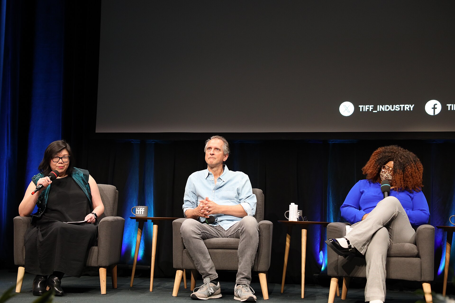 Judy Lung, Jeremy Kay, Jourdain Searles at the 2024 Toronto International Film Festival panel, The Future of Film Journalism.