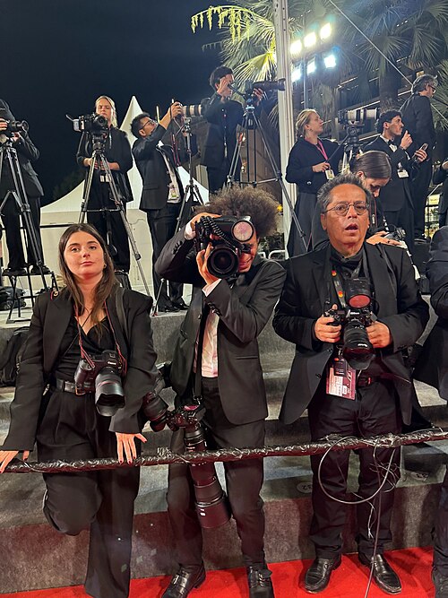 Gabe Hutchinson shooting on red carpet at the 2025 Cannes Film Festival for WikiPortraits Behind the Scenes