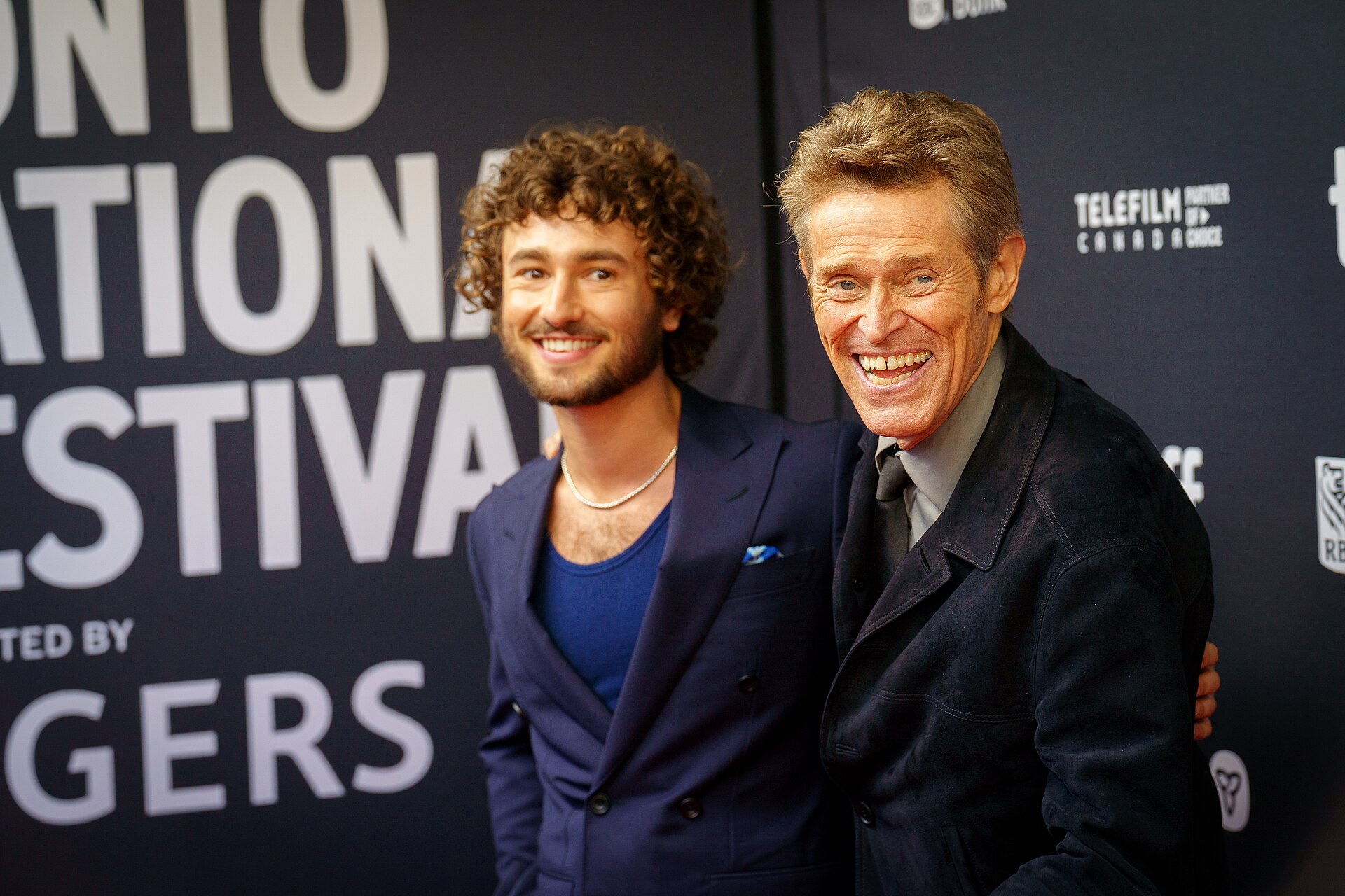 Gabriel LaBelle and Willem Dafoe at the 2024 Toronto International Film Festival (TIFF) for the movie SATURDAY NIGHT.