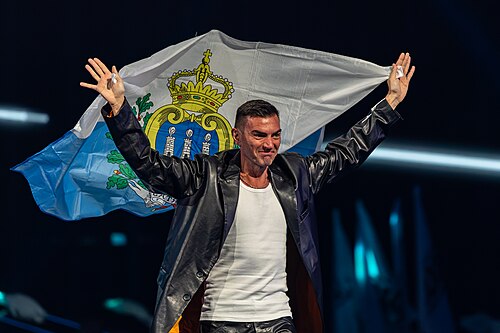 Gabry Ponte, representing San Marino, performing at Eurovision 2025 in Basel, Switzerland.
