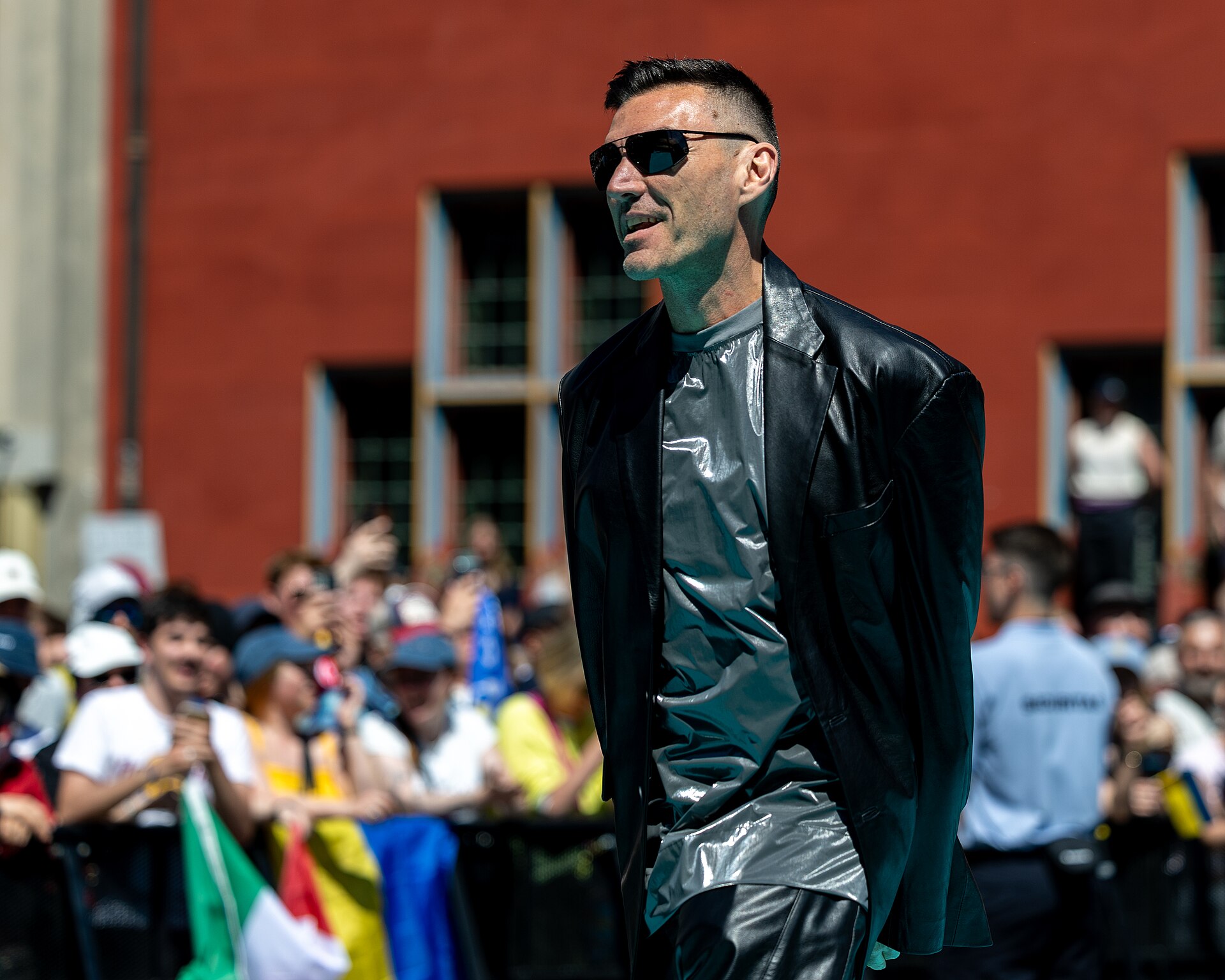 Gabry Ponte, representing San Marino, on the Turquoise Carpet at Eurovision 2025 in Basel, Switzerland.