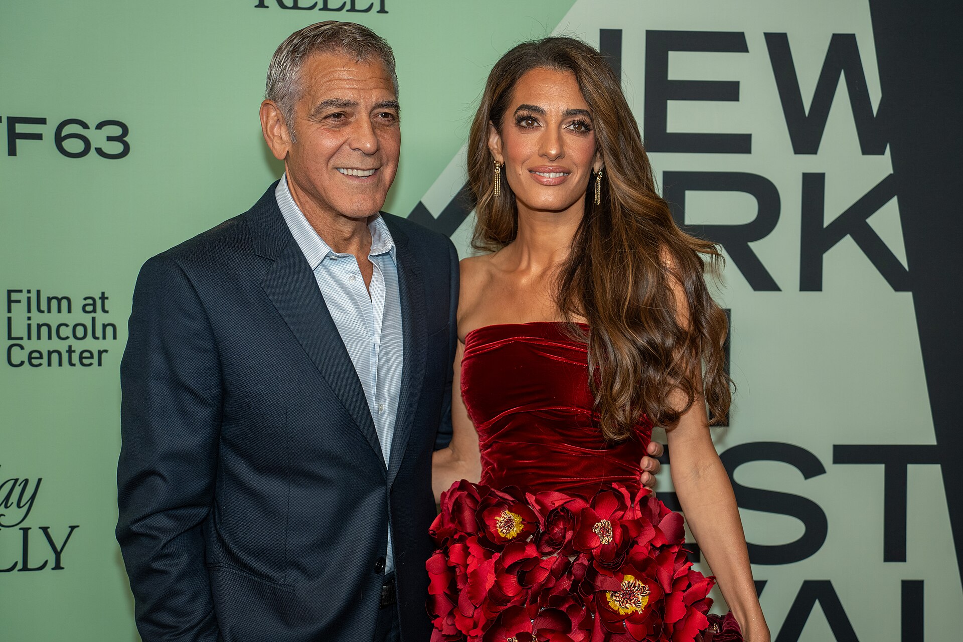 George Clooney and Amal Clooney at the 63rd annual New York Film Festival at Lincoln Center in 2025 for the film Jay Kelly