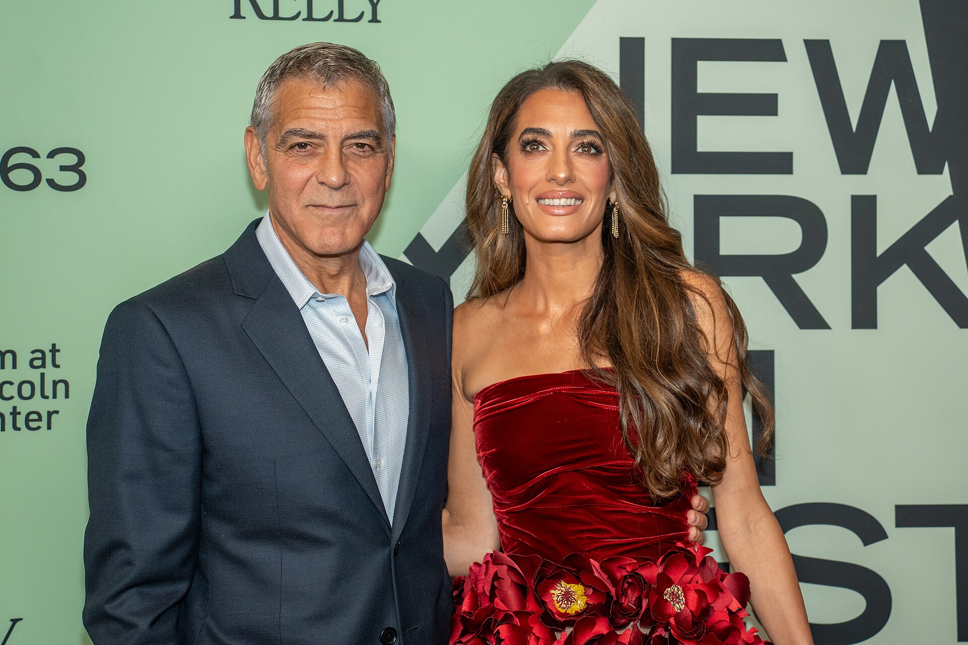 George Clooney and Amal Clooney at the 63rd annual New York Film Festival at Lincoln Center in 2025 for the film Jay Kelly