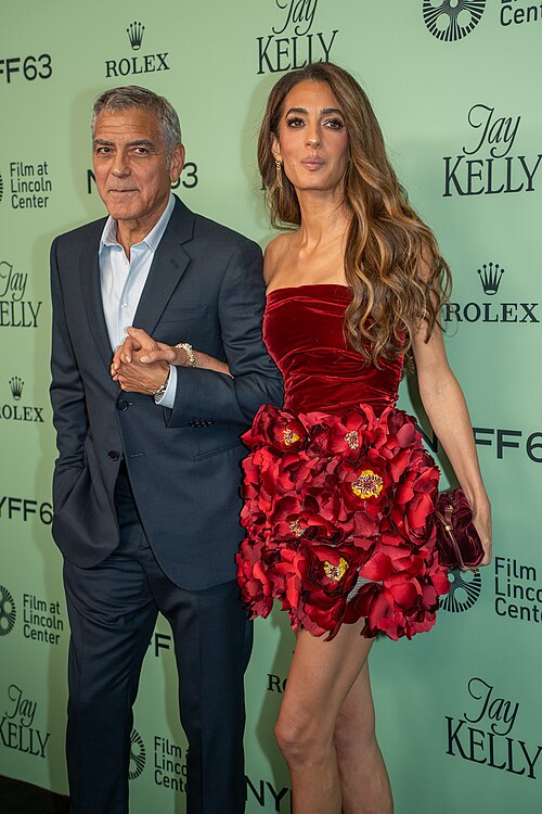 George Clooney and Amal Clooney at the 63rd annual New York Film Festival at Lincoln Center in 2025 for the film Jay Kelly