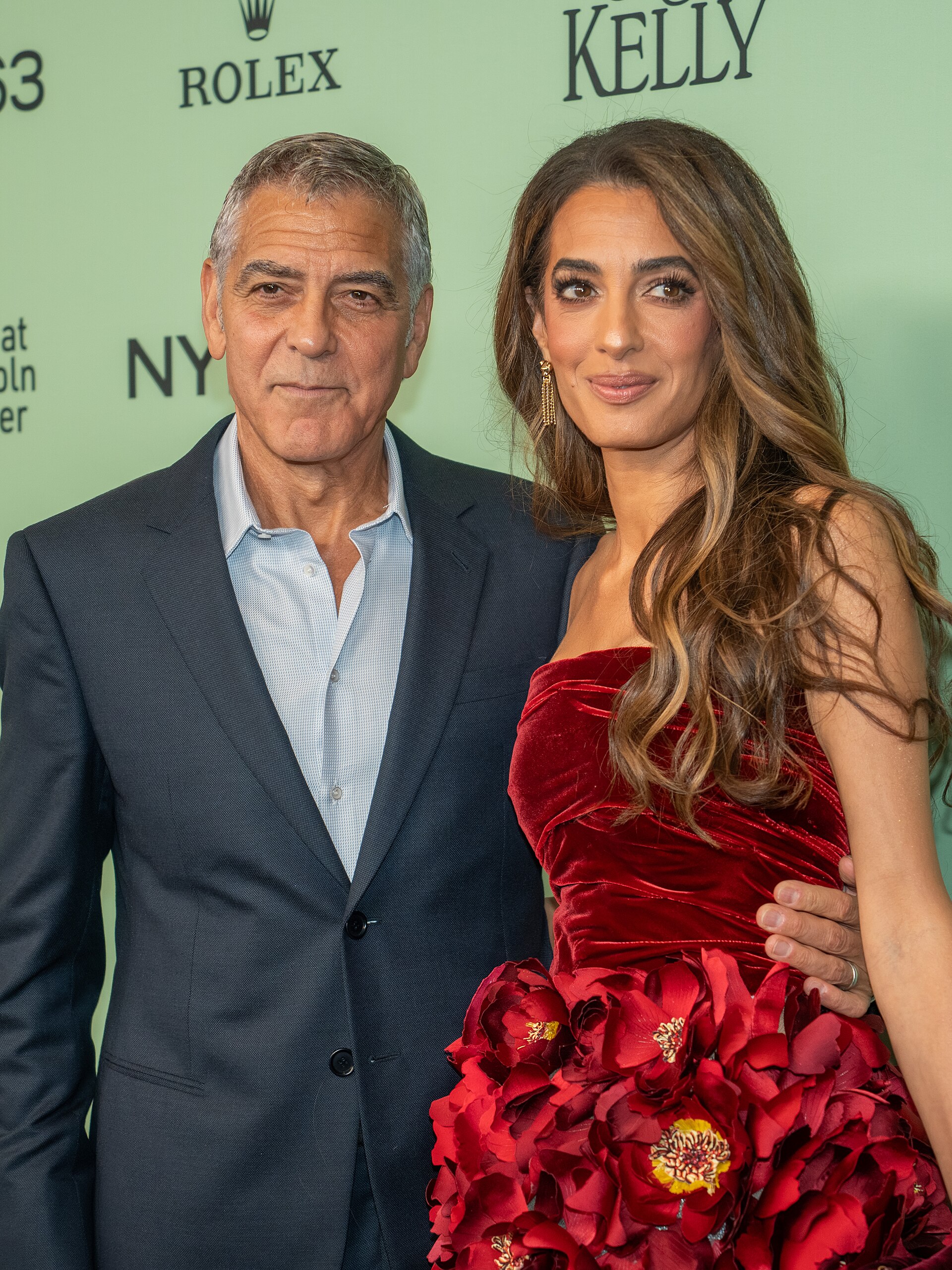George Clooney and Amal Clooney at the 63rd annual New York Film Festival at Lincoln Center in 2025 for the film Jay Kelly