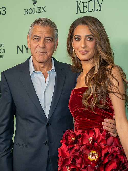 George Clooney and Amal Clooney at the 63rd annual New York Film Festival at Lincoln Center in 2025 for the film Jay Kelly
