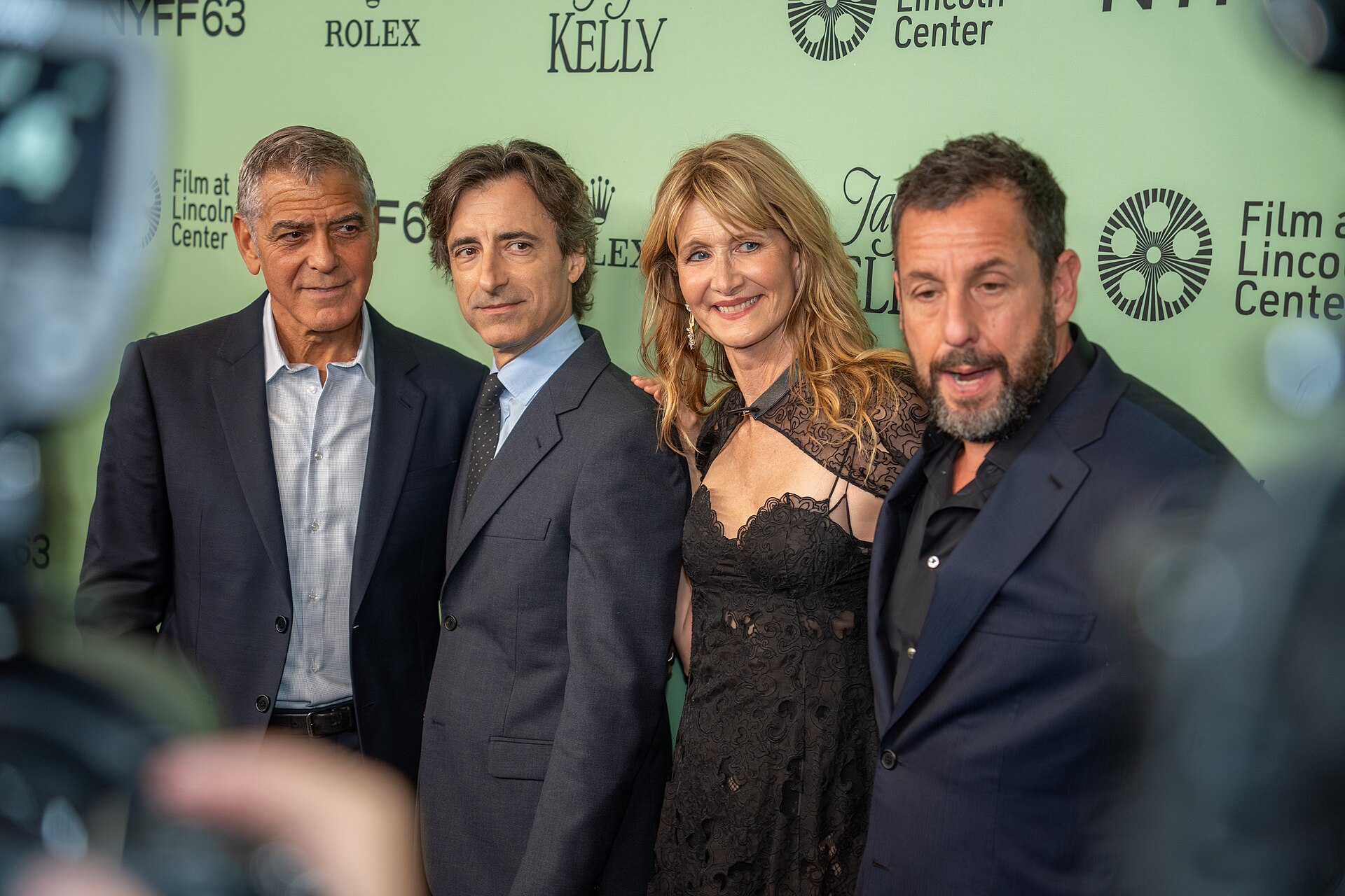 George Clooney Noah Baumbach Laura Dern and Adam Sandler at the 63rd annual New York Film Festival at Lincoln Center in 2025 for the film Jay Kelly