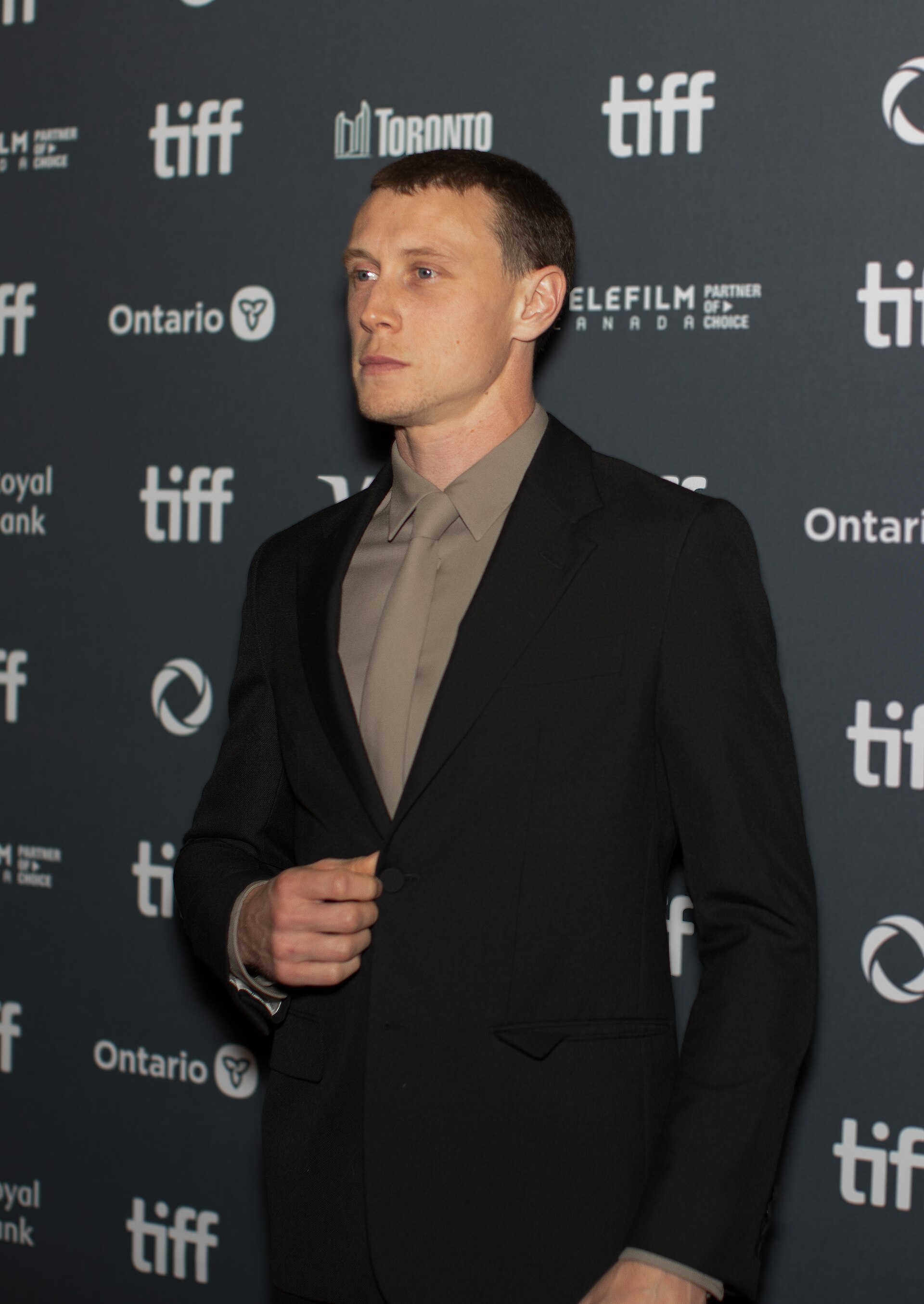 George MacKay, actor in the film 'The End', at the 2024 Toronto International Film Festival