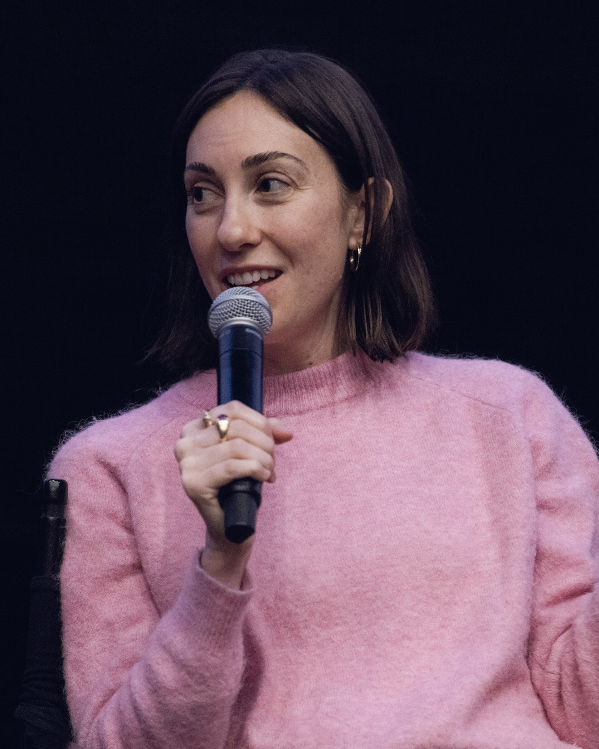 Gia Coppola speaking at a Q&A for The Last Showgirl in Los Angeles, California.