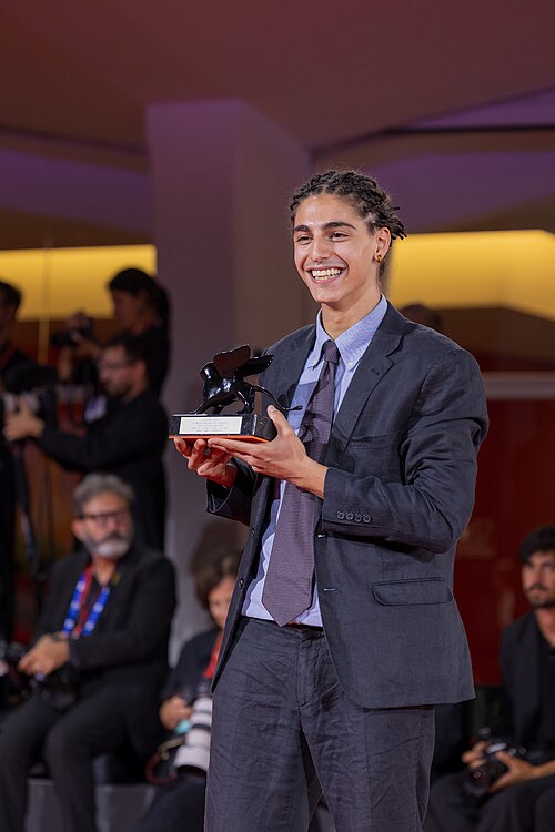 giacomo covi, actor, at 82nd Venice International Film Festival in Venice, Italy for the film UN ANNO DI SCUOLA.