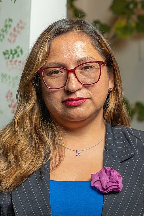 Gisela Pérez integrante de PACHA Grupo de Arte y Literatura, durante Segunda edición de Wamlita - Reconocimiento a la mujer. Realizado el 14 de marzo de 2026, Huancayo, Perú.