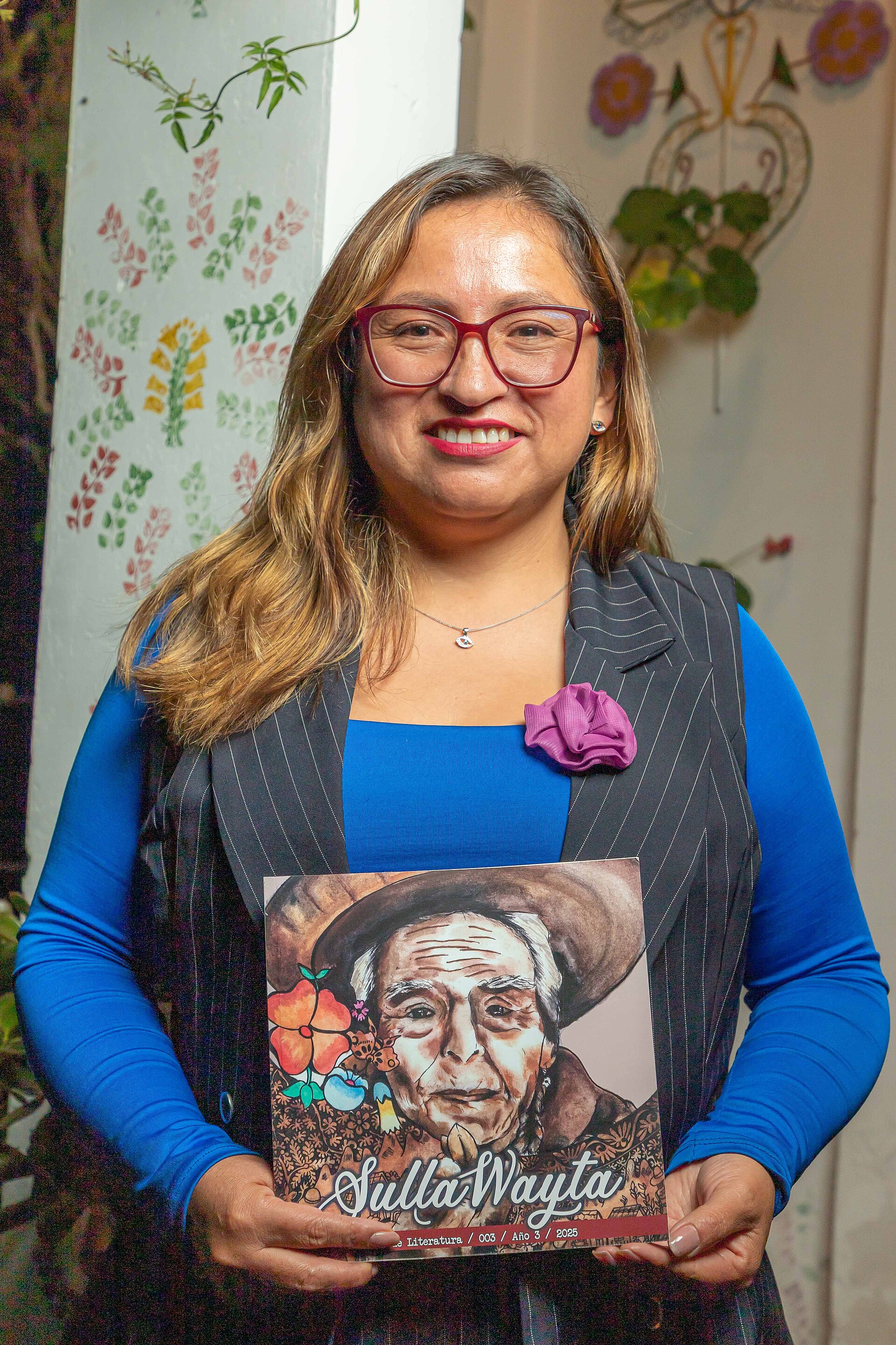 Gisela Pérez integrante de PACHA Grupo de Arte y Literatura, durante Segunda edición de Wamlita - Reconocimiento a la mujer. Realizado el 14 de marzo de 2026, Huancayo, Perú.