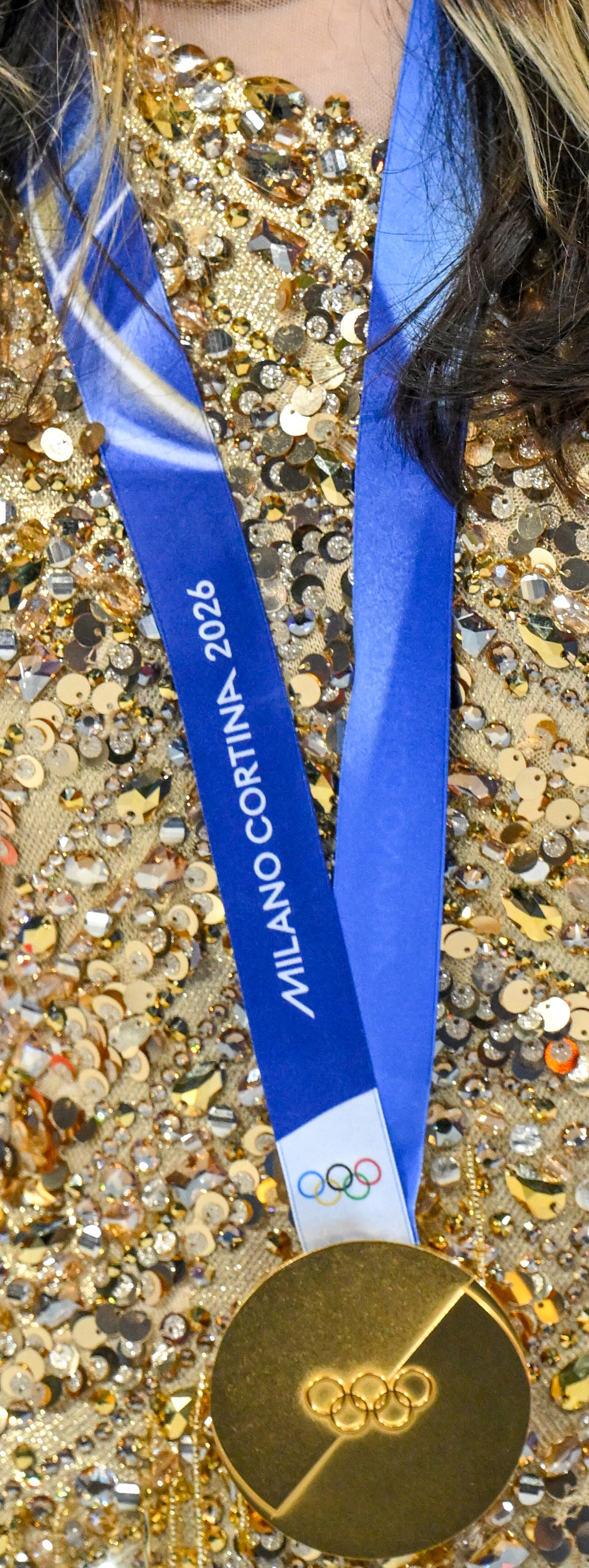 MILAN, ITALY - 19 FEBRUARY 2026: Gold medalist Alysa LIU of Team United States poses for a photo during the medal ceremony for the Women's Single Skating Free Skating at the Olympic Winter Games Milano Cortina 2026 Milano Ice Skating Arena on February 19, 2026 in Milan, Italy