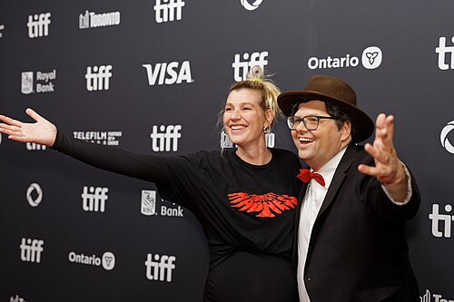 Grace Glowicki and Peter Kuplowsky at the 2025 Toronto International Film Festival (TIFF) for the movie Dead Lover.
