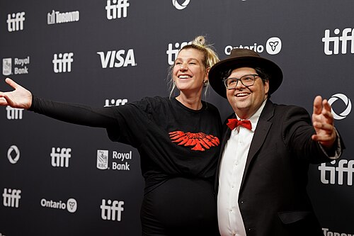 Grace Glowicki and Peter Kuplowsky at the 2025 Toronto International Film Festival (TIFF) for the movie Dead Lover.