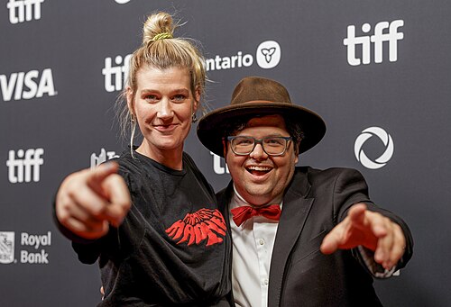 Grace Glowicki and Peter Kuplowsky at the 2025 Toronto International Film Festival (TIFF) for the movie Dead Lover.