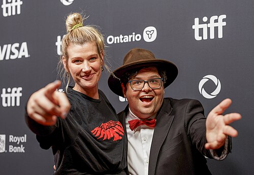 Grace Glowicki and Peter Kuplowsky at the 2025 Toronto International Film Festival (TIFF) for the movie Dead Lover.