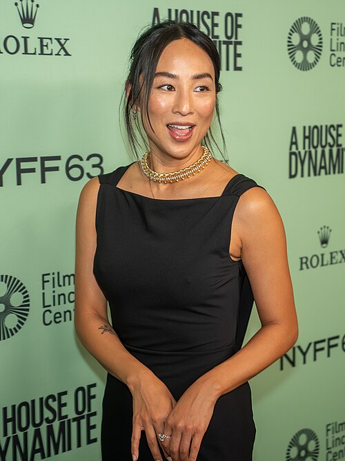 Greta Lee, actress, at the 63rd annual New York Film Festival at Lincoln Center in 2025 for the film A House of Dynamite